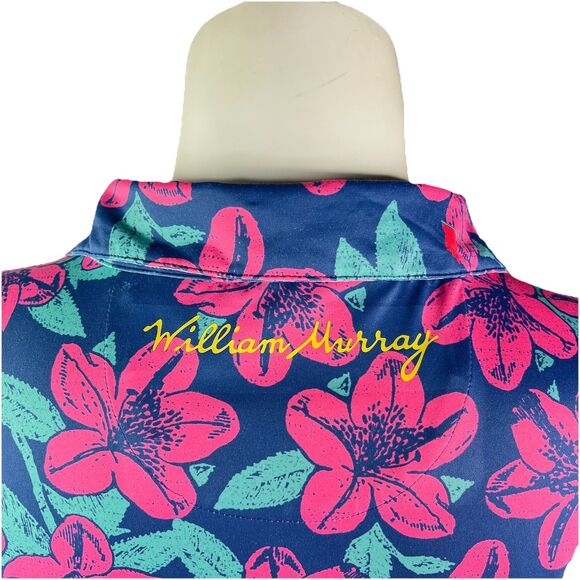 William Murray Golf Men L Floral Hibiscus Performance Stretch Polo Shirt - Picture 7 of 12